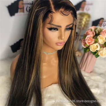 Highlight Human Hair HD Lace Front Wig Vendors Full Transparent Lace Frontal Wigs Bleached Knot Natural Hair Wig For Black Women